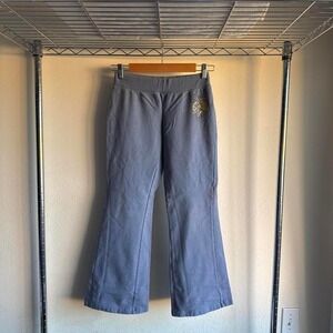 Sideout Slate Blue Low Rise Flared Sweatpants Gold Foil Rose Y2K Juicy XS S